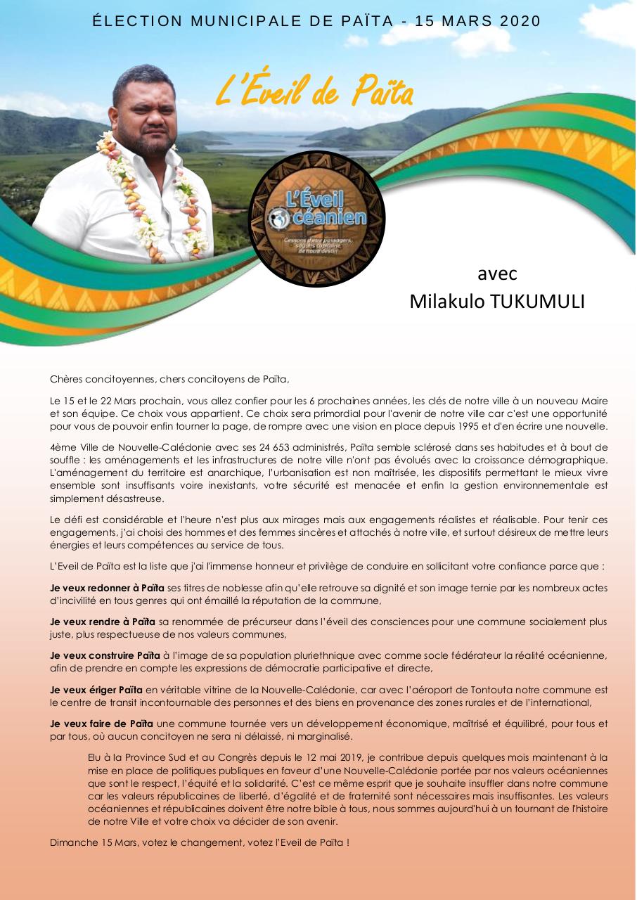 Aperçu du document Profession de foi Municipales Païta 2020 ok.pdf - page 1/2 Profession de foi Municipales Païta 2020 ok.pdf - page 1/2