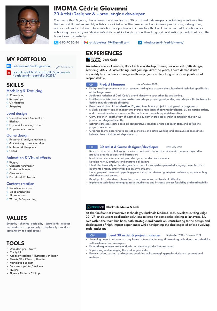 Aperçu du document Imoma Cedric Giovanni CV 2025 & References.pdf - page 1/3 Imoma Cedric Giovanni CV 2025 & References.pdf - page 1/3